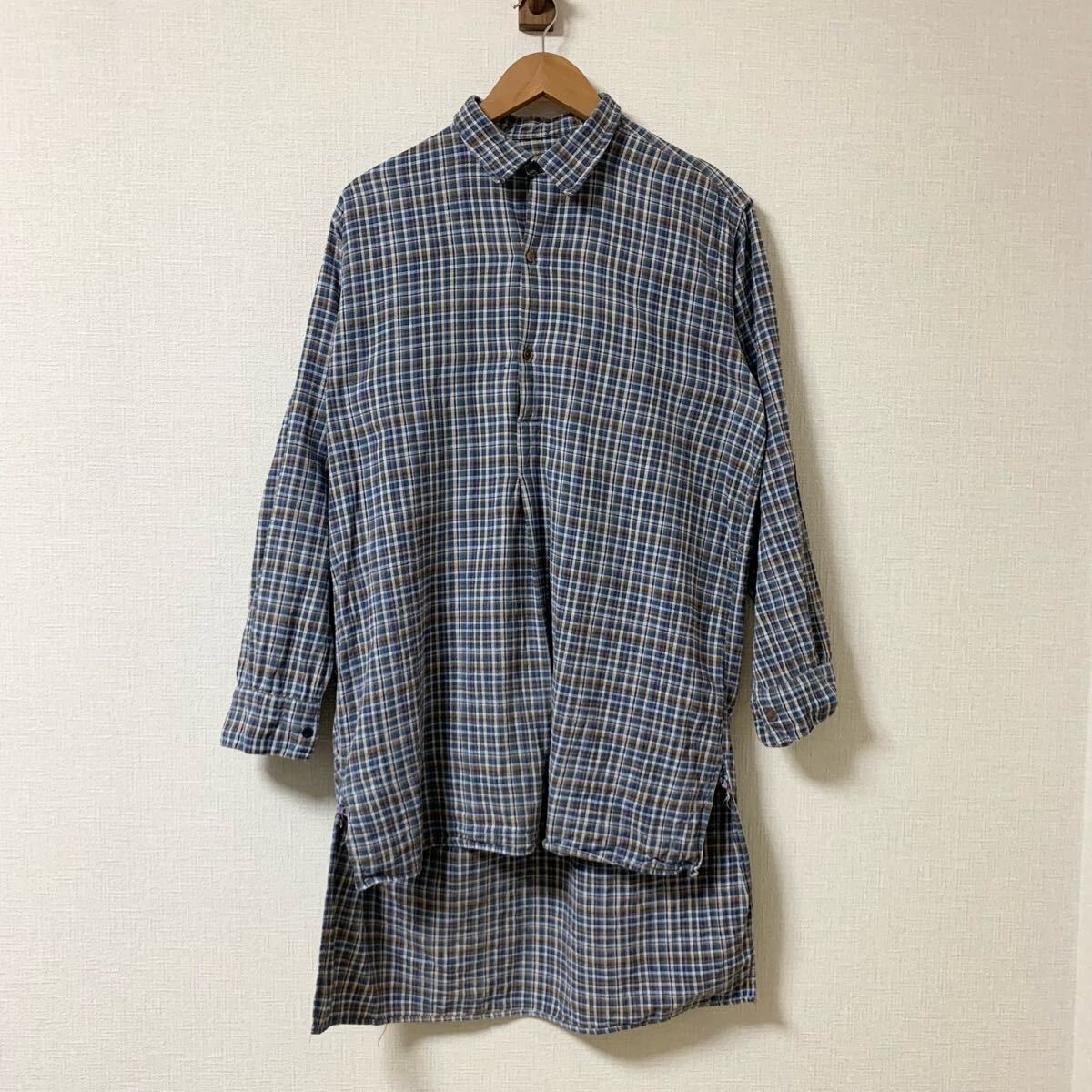 60s 70s euro grandfather shirt grandpa shirt グランパシャツ vintage es12 ユーロ 古着vintage フレンチ ビンテージ ヴィンテージ ネル拍卖