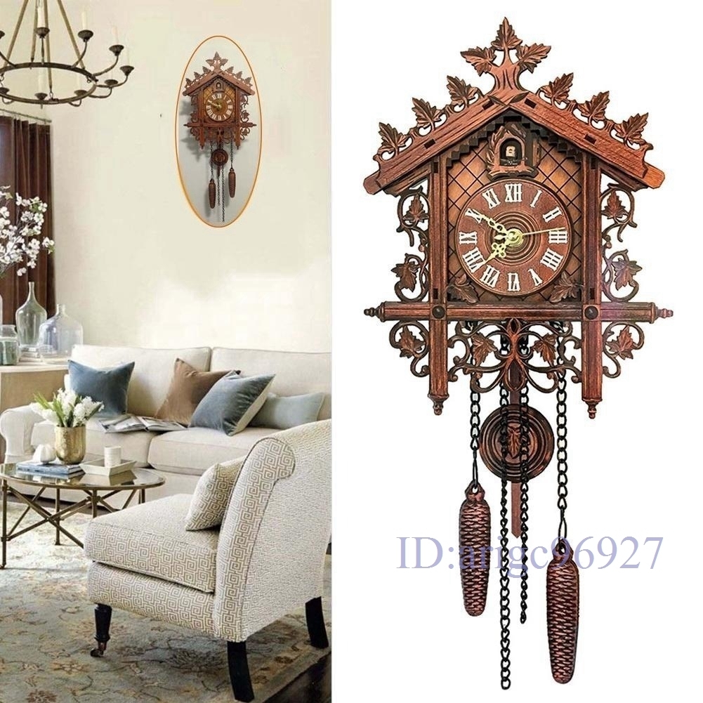 M431★新品 ヴィンテージ 壁 鳩時計 スイング 振り子 木製 工芸品 装飾 ホーム レストラン リビングルーム 家 装飾 3色選択/1点拍卖