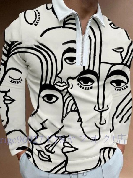 ☆新品ポロシャツ メンズ ゴルフ 柄シャツ 長袖 ゴルフウェア トップス 大きいサイズ トレンド スポーツウェア Tシャツ 春秋 S~3XL/1拍卖