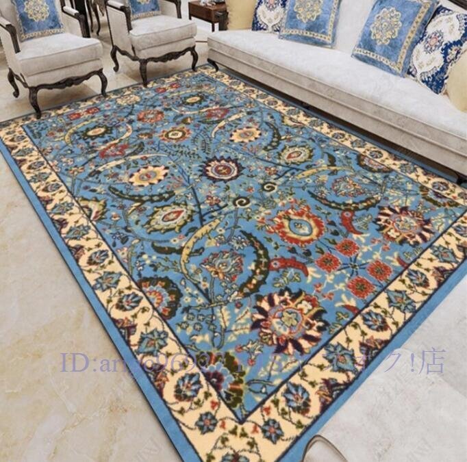 B3291☆新品ペルシャ絨毯 シルク調 高密度ノット ラグ/マッ 玄関マットト カーペット ウィルトン 滑り止め付 140×200cm拍卖