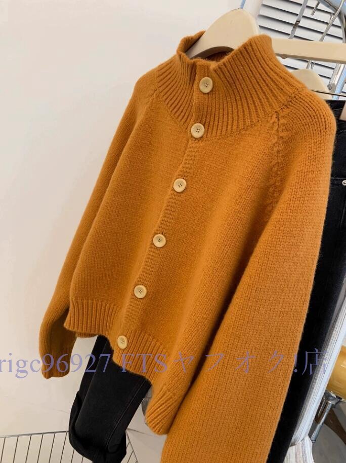 ★新品ニット セーター カーディガン ゆったり 大人可愛 フリーサイズ ナチュラル オレンジ色お色選択可拍卖