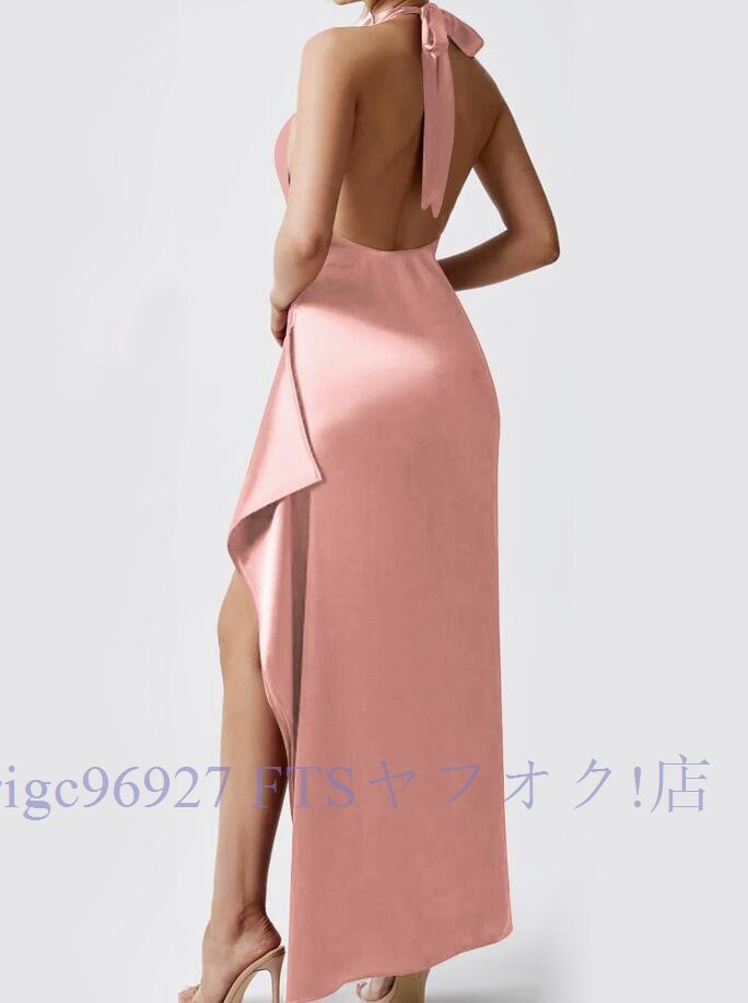 B4033☆新品ワンピース ladies レディース 魅惑 Style セクシー 綺麗 美ライン 素敵 ノースリーブ 光沢 pink拍卖