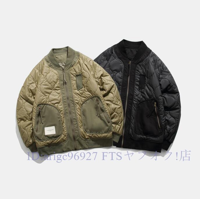 ★新品2色 キルティング 中綿フライトジャケット 羽織 ビッグポケット 軽い メンズ 防寒 キャンプ 春秋冬 4XL拍卖