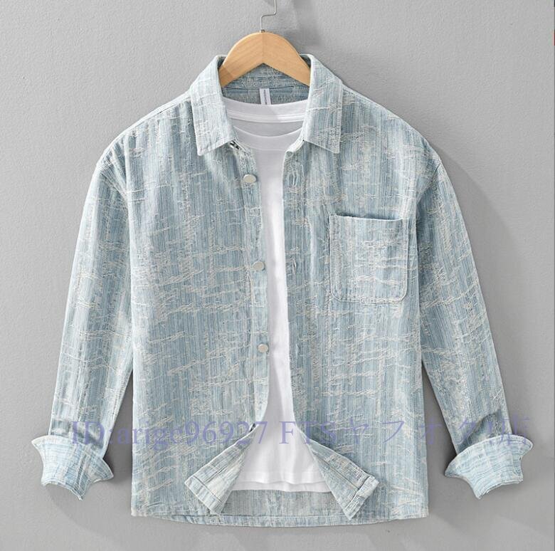 ☆新品デニムシャツ シャツジャケット *メンズ 長袖シャツ カジュアルシャツ トップス ウエスタンシャツ Gジャン ブルー拍卖