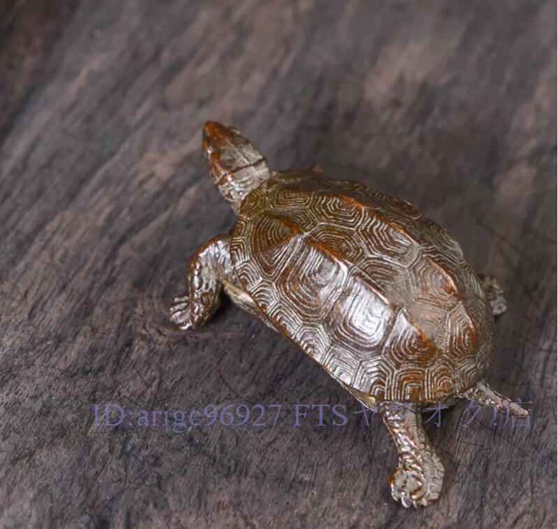 B3173☆新品伝統工芸品 茶道具 金亀 純銅製 置物 民芸品 細密彫刻 車内置物 総長5.2cm拍卖
