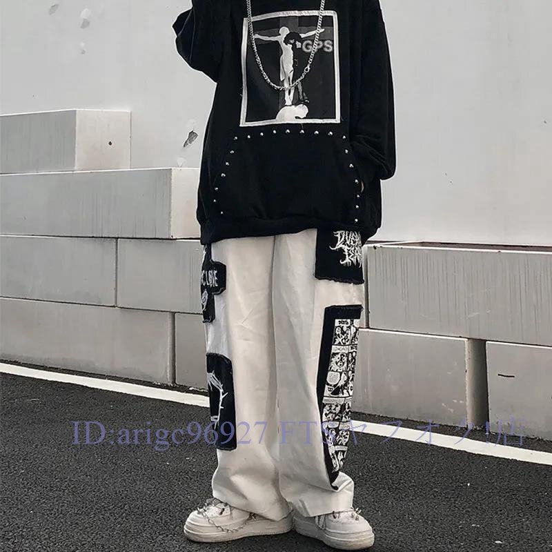 B3518メンズ ワイドパンツ カーゴパンツ サルエルパンツ 長ズボン 大きいサイズ ウエストゴム 春秋夏 ゆったり カジュアル 2色S-5XL拍卖