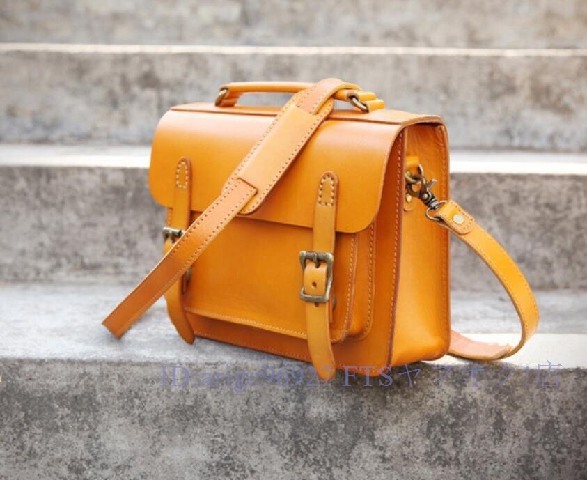 ☆新品 ンレザー ハンドメイド メンズ 革 本革 斜めがけ レザー 2wayヌメ革ショルダーバッグ 男女兼用 手作りお色選択可キャメル拍卖