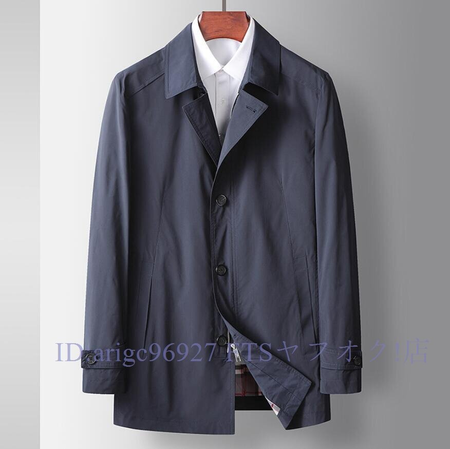 B3497☆新品品最高級メンズコート チェスターコートテーラードジャケット スプリングコート無地ビジネス 春夏秋通勤スーツ紳士 ネイビー S拍卖