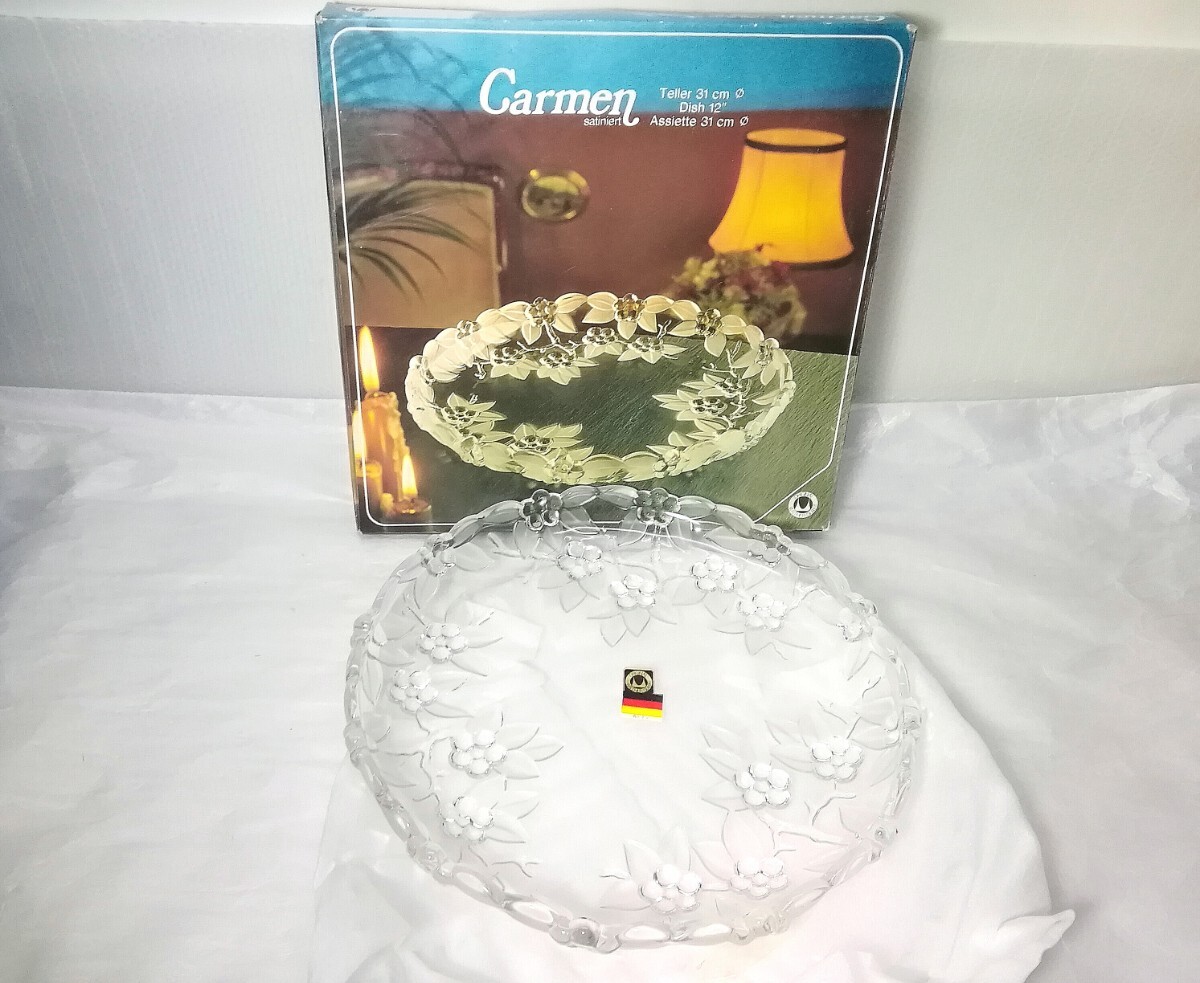 WALTHER GLASワルターグラス 西ドイツ製 Carmenカルメン プレート皿/★クリスタルガラス 直径31cm レトロ【未使用】長期保管品拍卖