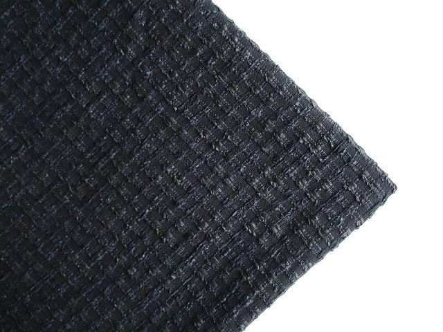 紺ネイビー★リボン織り込みチェックツィード生地*アパレル使用拍卖