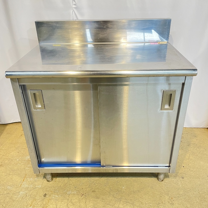 北海道・九州・沖縄・離島等追加送料有【中古】 業務用 ステンレス 盛付台 BG付 幅900×奥行600×高850mm (No.8889) 厨房機器拍卖