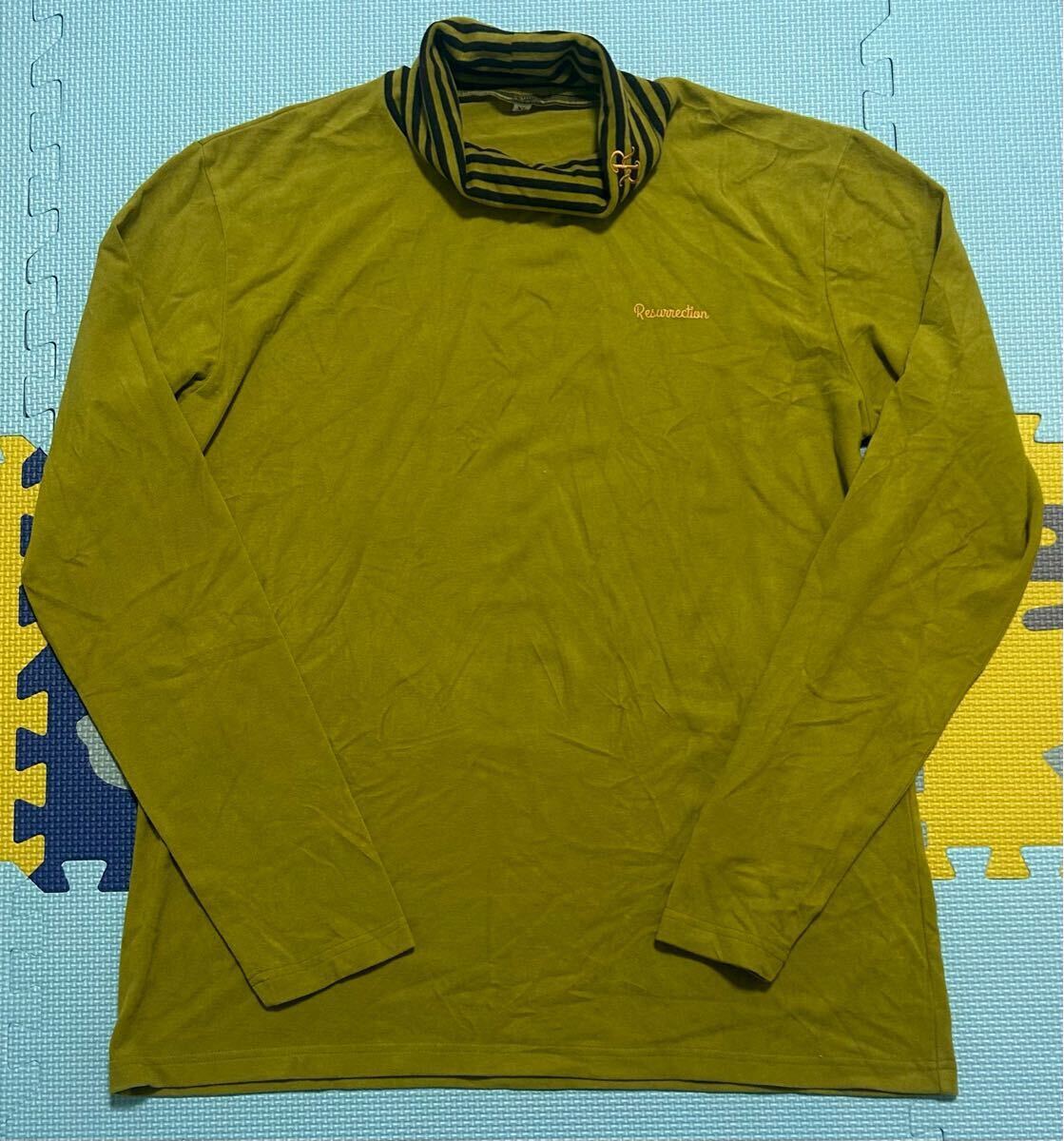 ややシワあり レザレクション モスグリーン タートルネック サイズXL ゴルフウェア トップス 平置き身幅52×着丈67拍卖