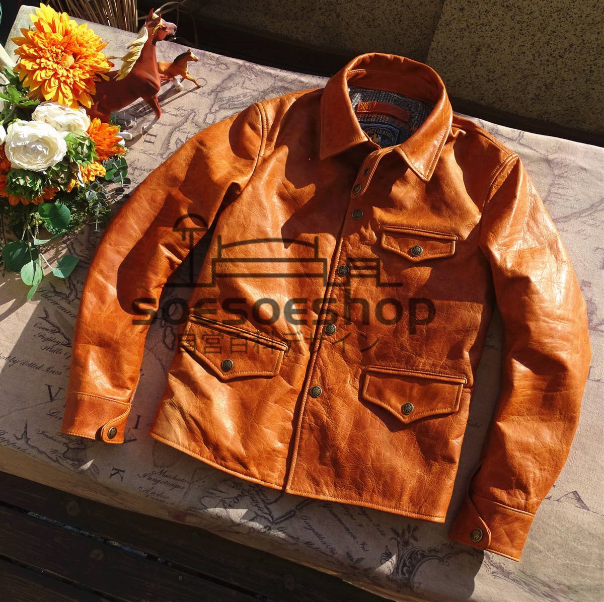 人気美品★ ブレーキマン 馬革 ホースハイド レザージャケット コート 本革 革ジャン ジャンパー アメカジ レトロ S~5XL グリーン拍卖