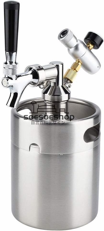 新品 3.6L ミニステンレスビール樽 ビールサーバー 蛇口加圧 ビールディスペンサーシステム ビール発酵、保管、調剤用 醸造工芸品拍卖
