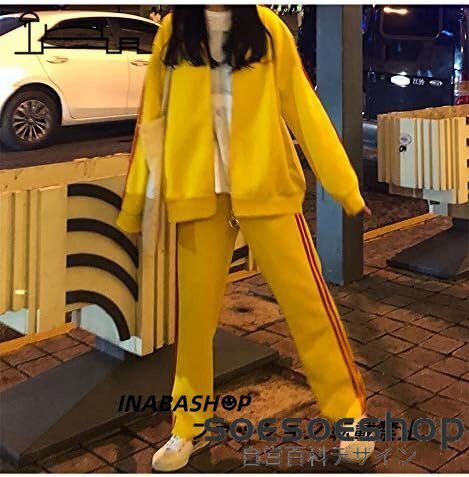 春秋 9分丈パンツ 2点セット ジャージ レディース 上下セット スウェット パーカー スエット アクティブウェア カジュアル ゆったり拍卖