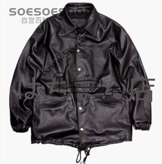 コーチジャケット カウハイド 70\'s ブラック サイズ選択可 ウインドブレーカー スポーツ レジャー バイカー ブルゾン レザー牛革拍卖