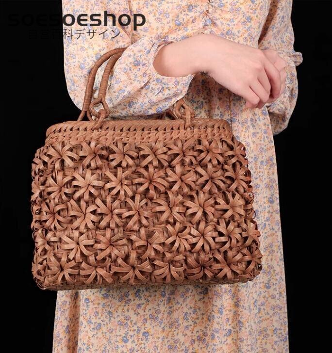 高級製品★ UPハンドバック 職人手作り良品 山葡萄かごバッグ 手編み山葡萄籠バッグ バスケット籐かご拍卖