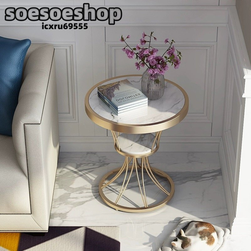 高品質★ラグジュアリー 大理石ローテーブル ダイニングテーブル ミニテーブル センターテーブル 幅50x高さ60cm拍卖