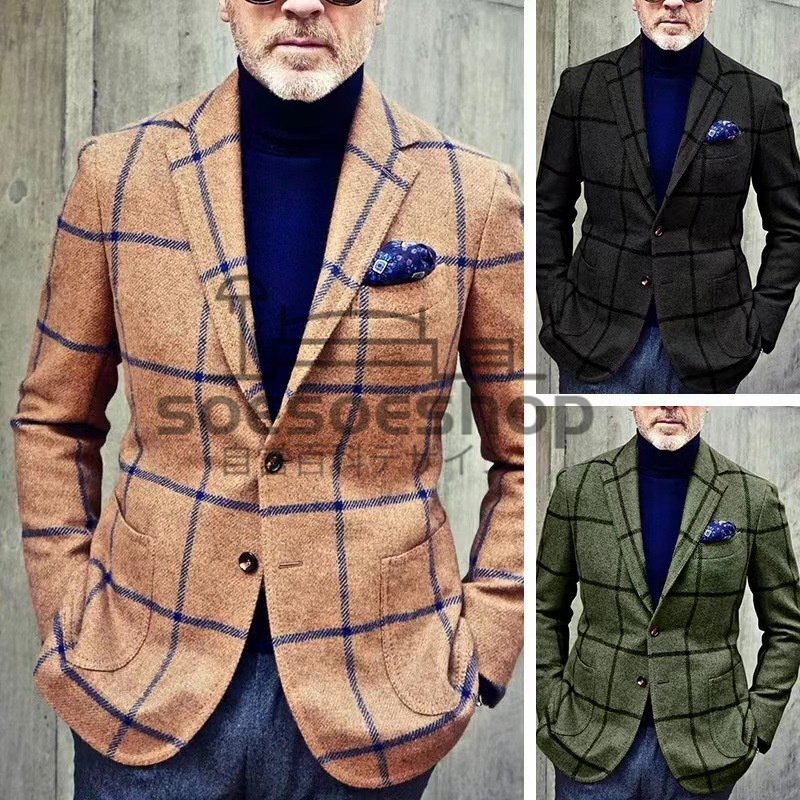 極美品 ★テーラードジャケット メンズブレザージャケット カジュアルスーツ ビジネススーツサマージャケットチェック柄紳士用 トップス拍卖