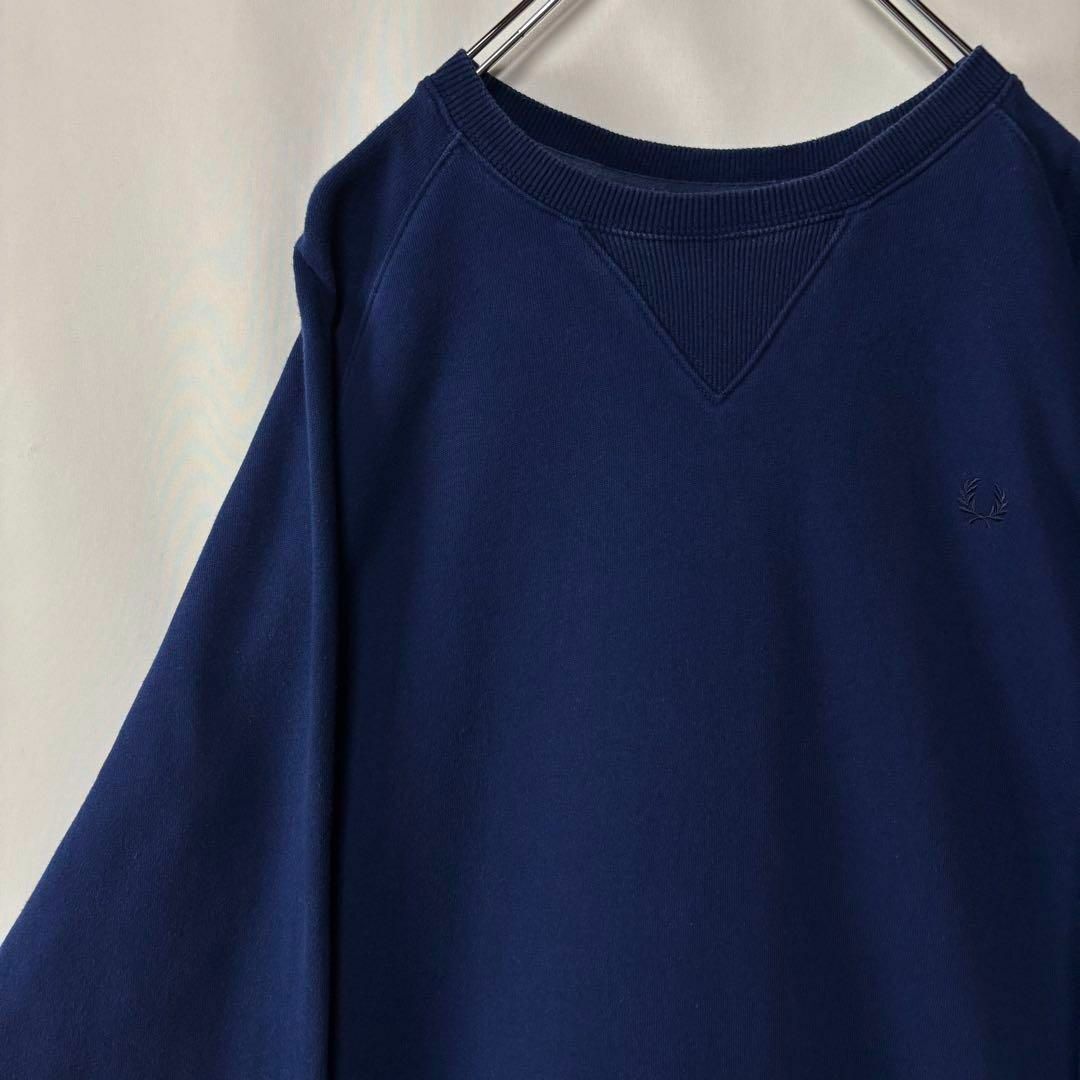 フレッドペリー スウェットトレーナー 刺繍ロゴ ブルー Lサイズ 古着拍卖