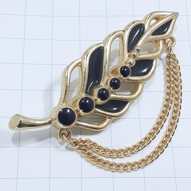 送料無料)ビンテージ☆木の葉モチーフ☆アンティーク ブローチ A28675拍卖