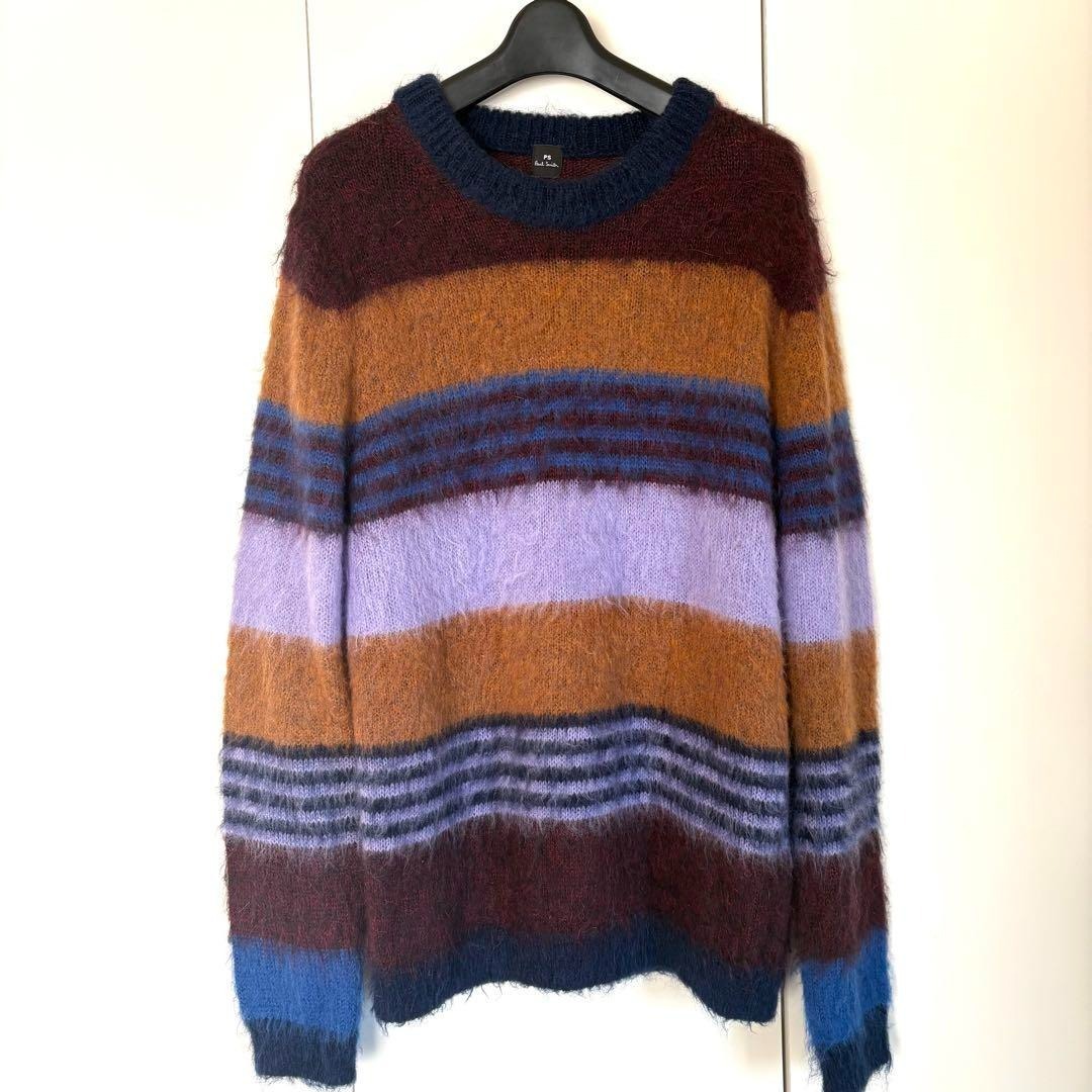 ポールスミス モヘヤ ニット セーター ボーダー マルチカラー Lサイズ拍卖