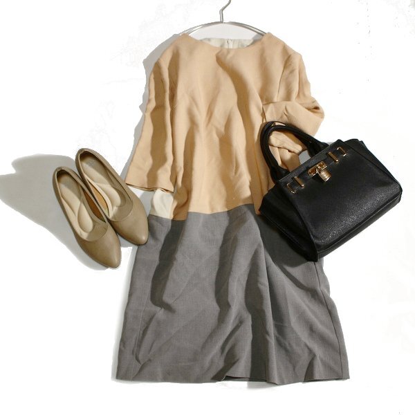 美品 ユナイテッドアローズ BEAUTY & YOUTH 異素材切り替え 綺麗め ワンピース F 春 夏 25B03拍卖