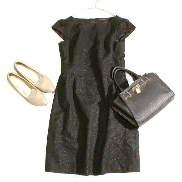 美品 ユナイテッドアローズ GREEN LABEL RELAXING 綺麗め ラメ ライトツイード ワンピース 38号 M 春 秋 25D03拍卖