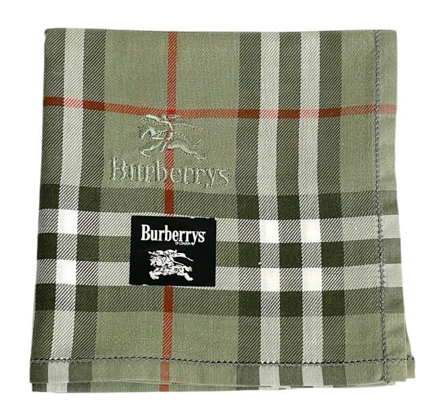 未使用 バーバリー バーバリーズ ハンカチ コットン 100% チェック グリーン BURBERRY レディース メンズ 【中古】拍卖