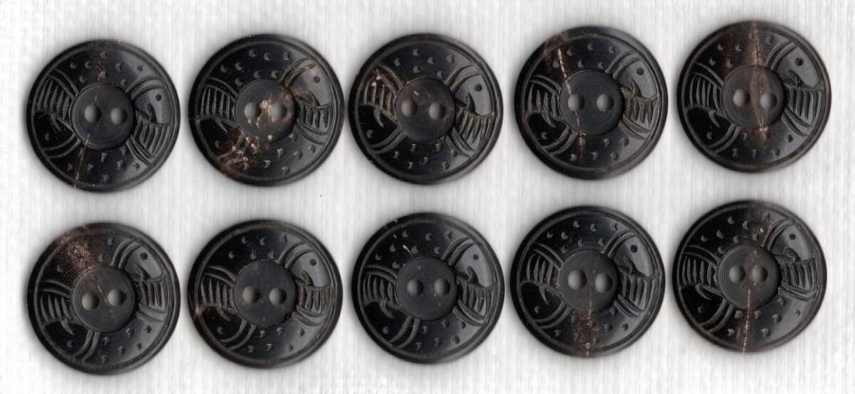 ◎●天然素材手作りボタン 水牛の角 10個セット チベット仏教 吉祥八宝 (八吉祥)の(金魚・gold fish・双魚) バッファローホーン N0.33拍卖