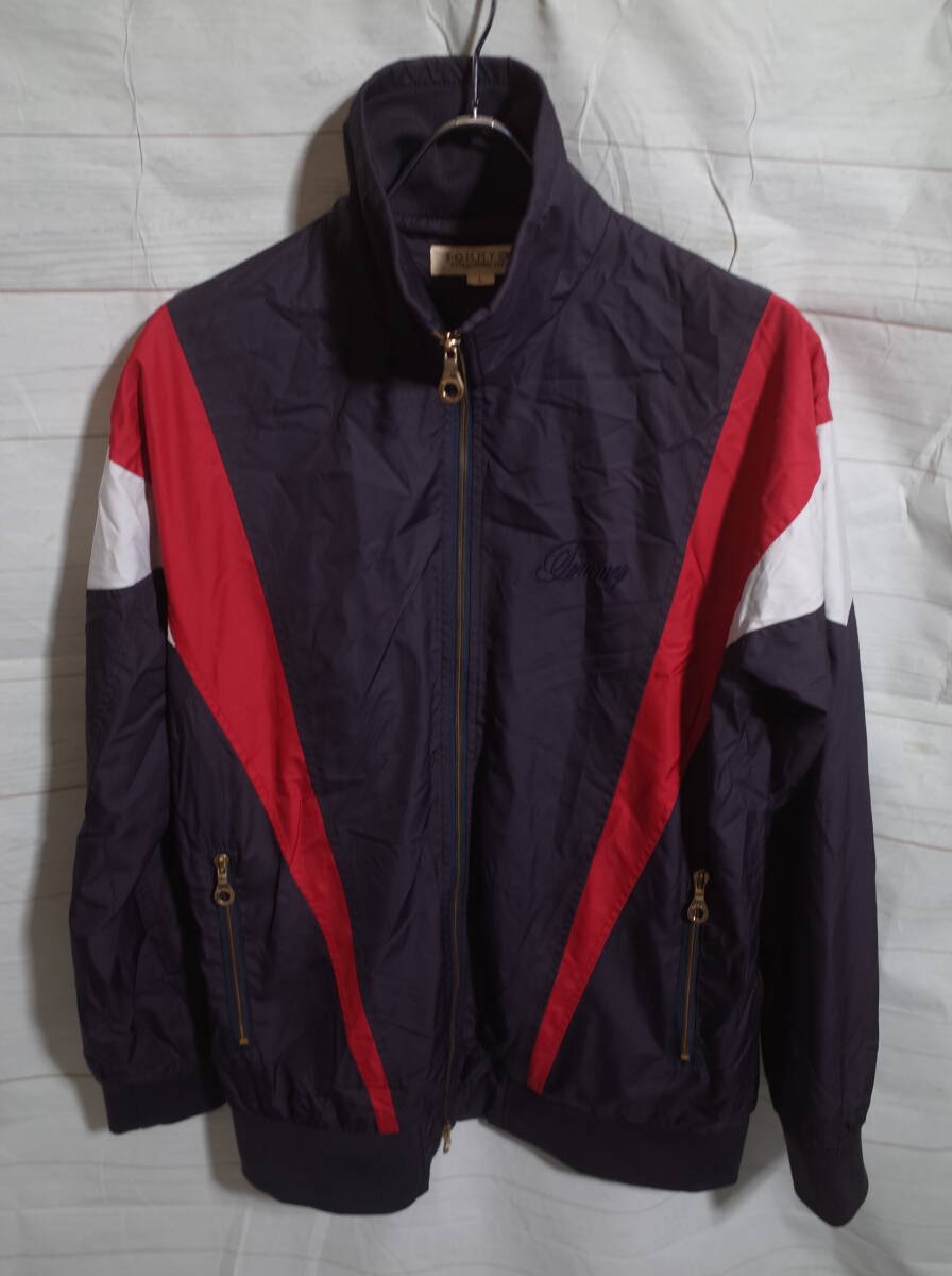 メンズ pl974 TOMMY HILFIGER トミーヒルフィガー ダブルジップ ナイロン ジャケット L ネイビー 紺 トリコロール拍卖