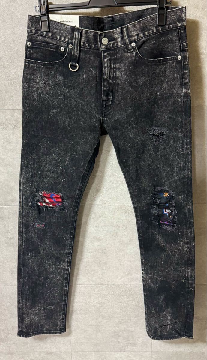 BACKBONE バックボーン 17AW BB17FW-DP13 クラッシュリペアウォッシュ加工 ストレッチデニム【M】ブラック パンツ 拍卖