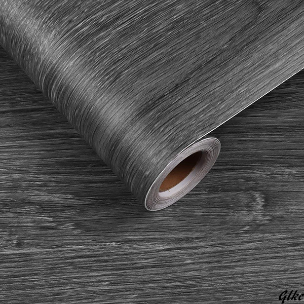 【木目調デザインで、おしゃれなインテリアを簡単に演出できる】 リメイクシート ブラック 壁紙シール 木目 テーブル カッティング拍卖