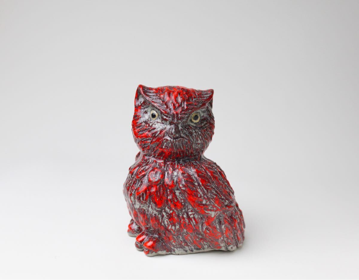 箕面焼 松田箕山 梟 置物 縁起物 陶器拍卖