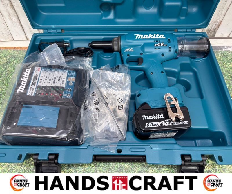送料無料★【未使用】 makita マキタ RV150DRG 充電式 リベッタ フルセット 18V バッテリ(6.0Ah)×1 充電器 ケース付拍卖