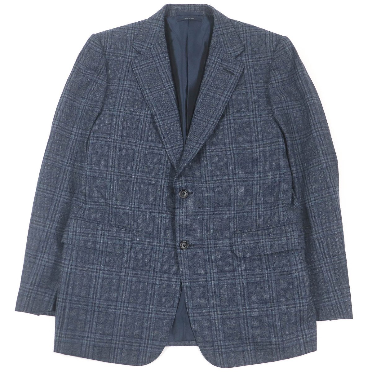 極美品□Dunhill ダンヒル ウール BELGRAVIA チェック柄 シングル ツイードジャケット ブレザー ブルー 54 スペイン製 正規品 メンズ拍卖