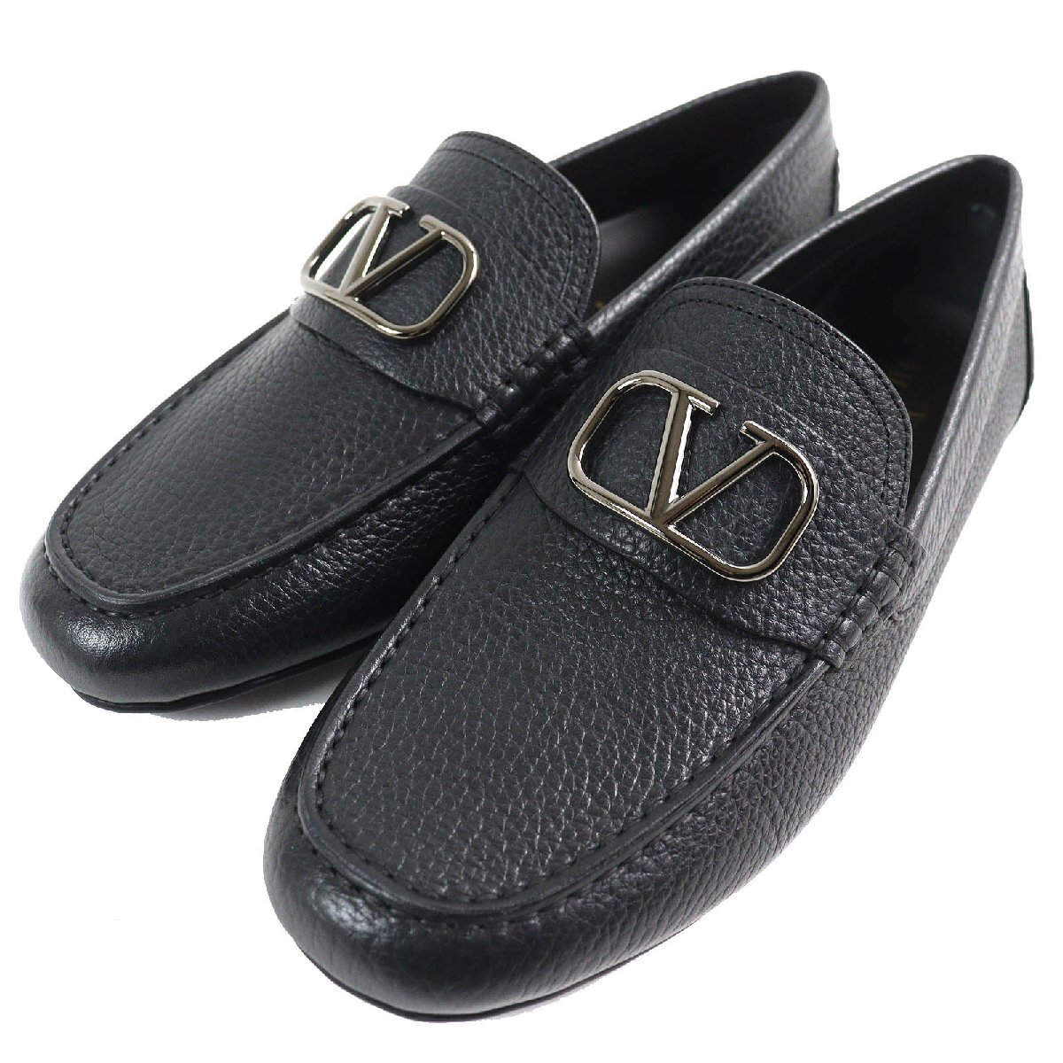 未使用品△Valentino Garavani ヴァレンティノガラヴァーニ UY2S0C32 Vロゴ金具 レザー ローファー ドライビングシューズ ブラック 42.5拍卖