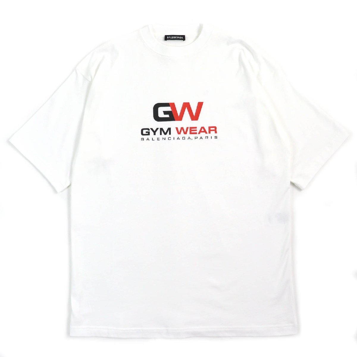 極美品△BALENCIAGA バレンシアガ 620969 TIVD GYM WEAR ジムウェア コットン100% クルーネック オーバーサイズ 半袖Tシャツ XS 正規品拍卖