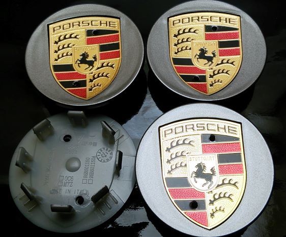 ポルシェ ホイールキャップ 65mm 灰金 グレイ 4こ OEM 社外 911 カイエン パナメーラ ボクスター マカン ケイマン 928 356 914 944 718 911拍卖