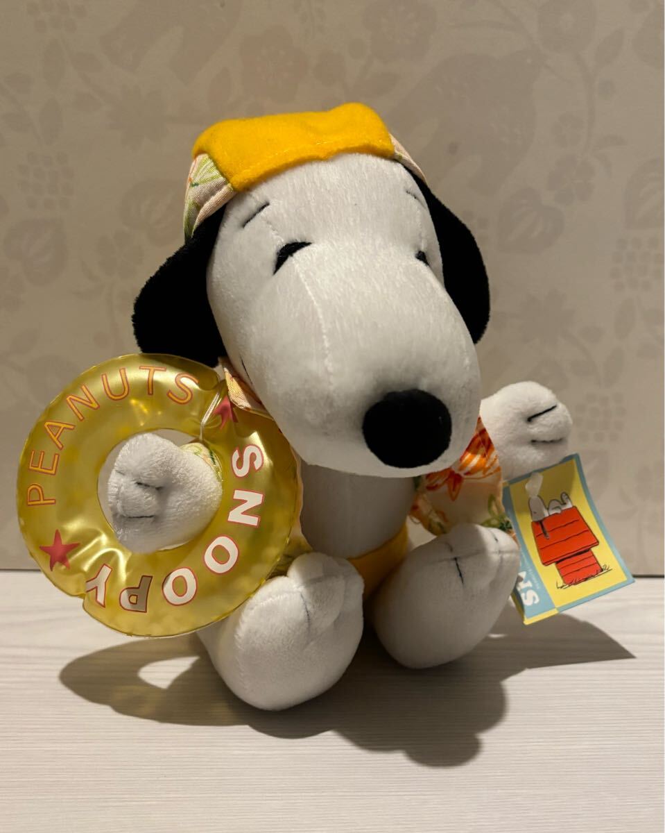 ● SNOOPY スヌーピー ピーナッツ ぬいぐるみ 人形 未使用 自宅保管品 中国製 プール 夏仕様 浮き輪を持ったスヌーピー マスコット拍卖