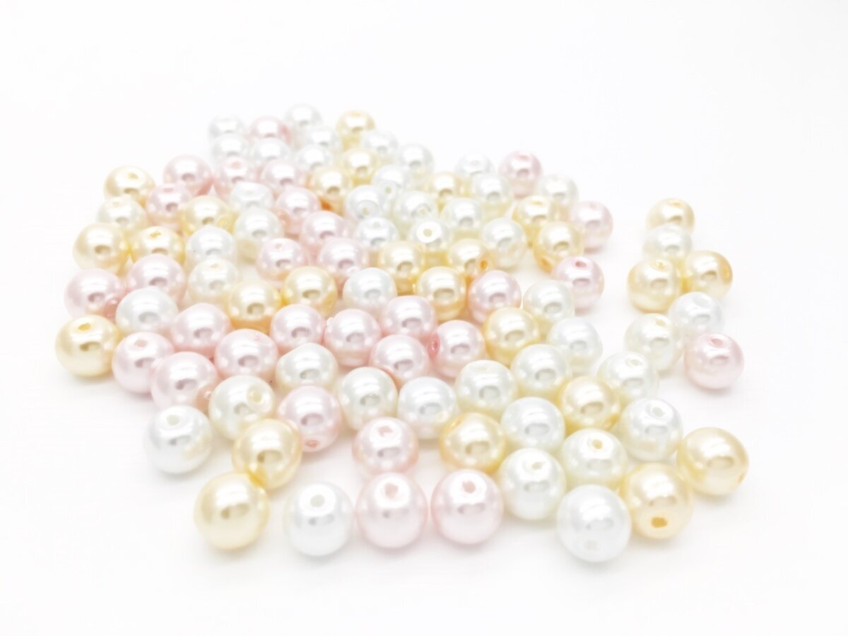 アクセサリー パーツ ハンドメイド ガラスパールビーズ 8mm ランダムミックス  パステル拍卖