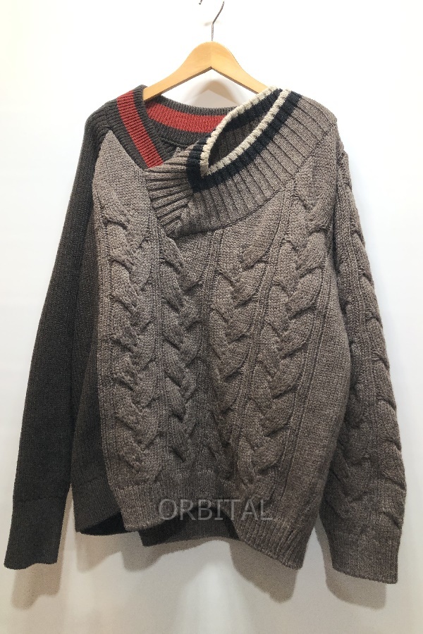 経堂) KOLOR カラー 21AW CRAZY PATTERN KNIT クレイジーパターンニット 21WCM-N02302 ブラウン 3 定価¥74,800-拍卖