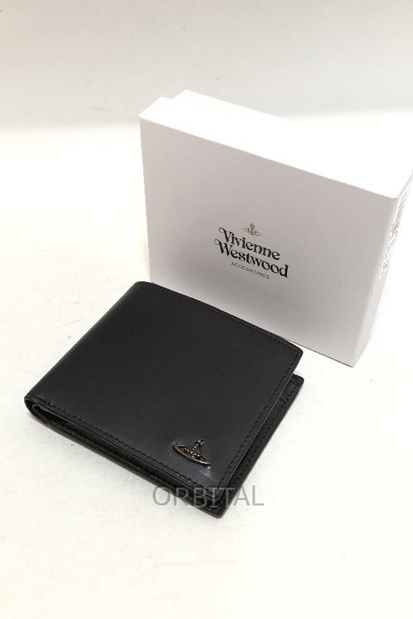 経堂) ヴィヴィアンウエストウッド Vivienne Westwood ウォレット 二つ折り財布 ブラック VWK514 定価1.8万位 美品拍卖
