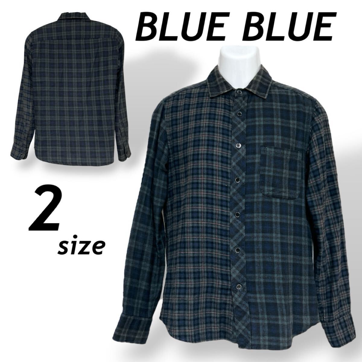 BLUE BLUE Japan ブルーブルー ジャパン メンズ 長袖シャツ 2 ネルシャツ 700023-471 聖林公司 日本製 チェック マルチカラー系 (C18)★拍卖