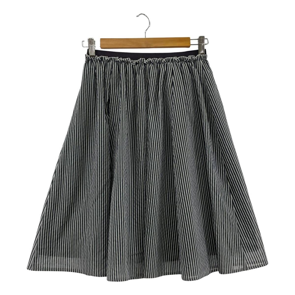 KUMIKYOKU 組曲 ストライプフレア スカート size2/ネイビー系 ゆうパケットOK拍卖