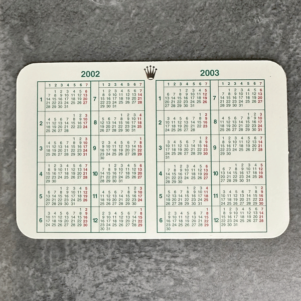 【未使用・長期保管品】 ROLEX/ロレックス 純正付属品 カード型カレンダー 2002-2003拍卖