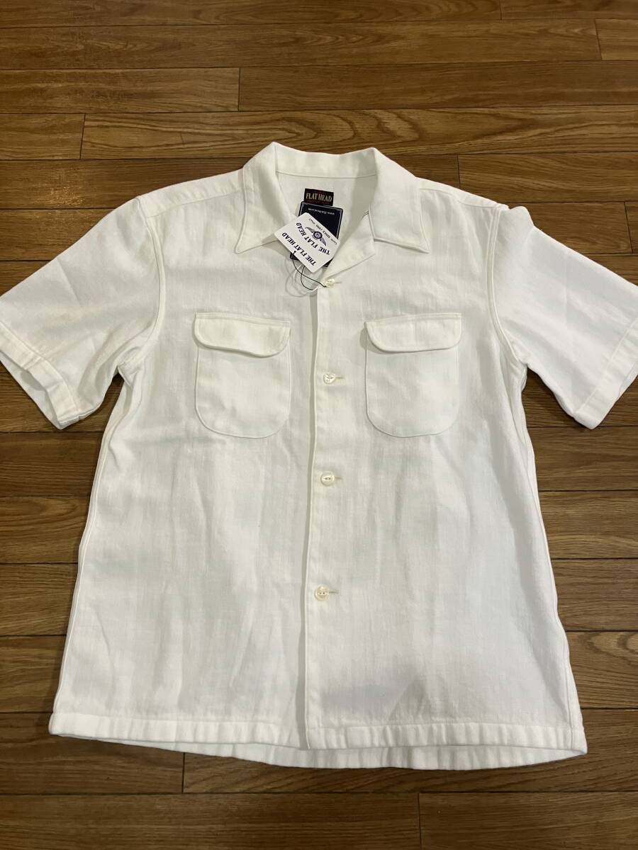 THE FLAT HEAD TWILL S/S SHIRT FN-SCR-013S WHT 44サイズ拍卖