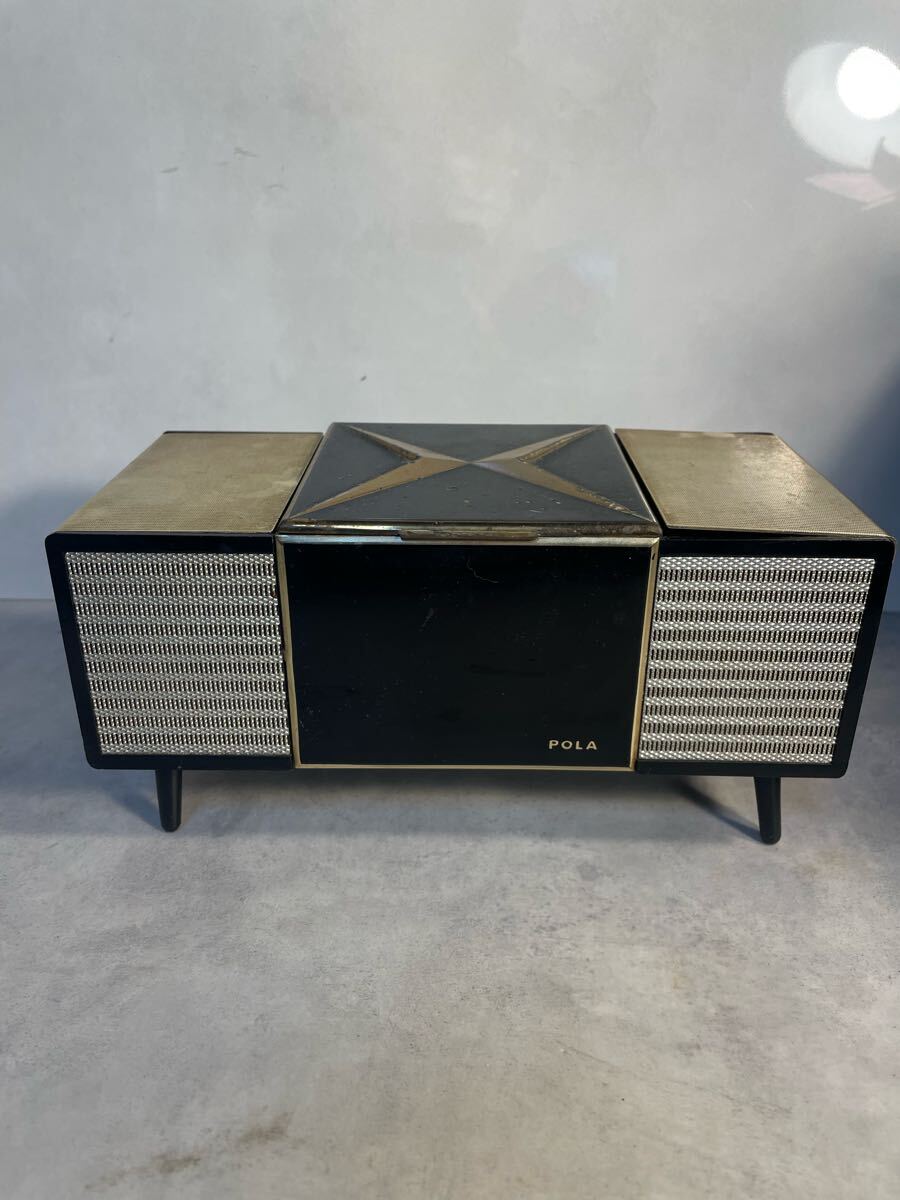 昭和レトロ POLA ポーラ化粧品 ノベルティ オルゴール付き小物入れ ヴィンテージ 鏡付き ステレオ型 当時物 入手困難 拍卖