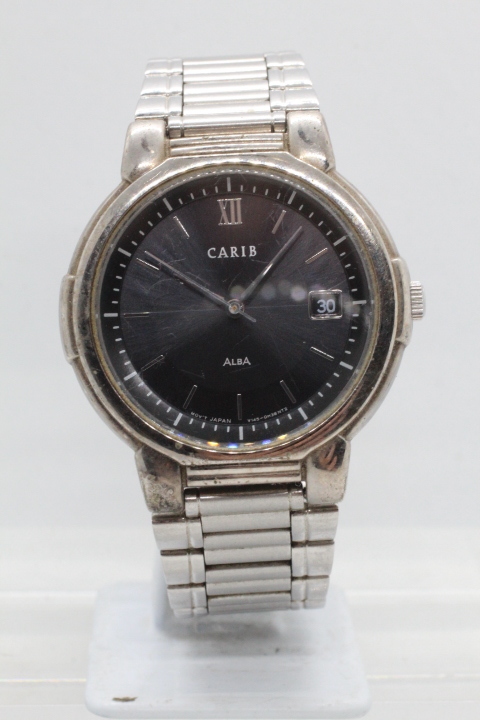 【SEIKO】CARIB ALBA SOLAR V145-0E405BAR STAINLESS STEEL+BASE METAL 中古品時計 25.2.23拍卖