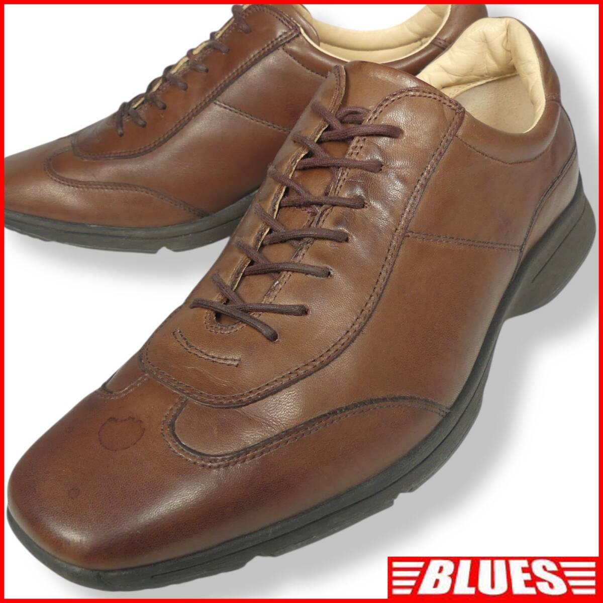 即決★HAWKINS★25.5cm レザーレースアップシューズ スニーカー ホーキンス メンズ 7.5 茶 本革 本皮 革靴拍卖